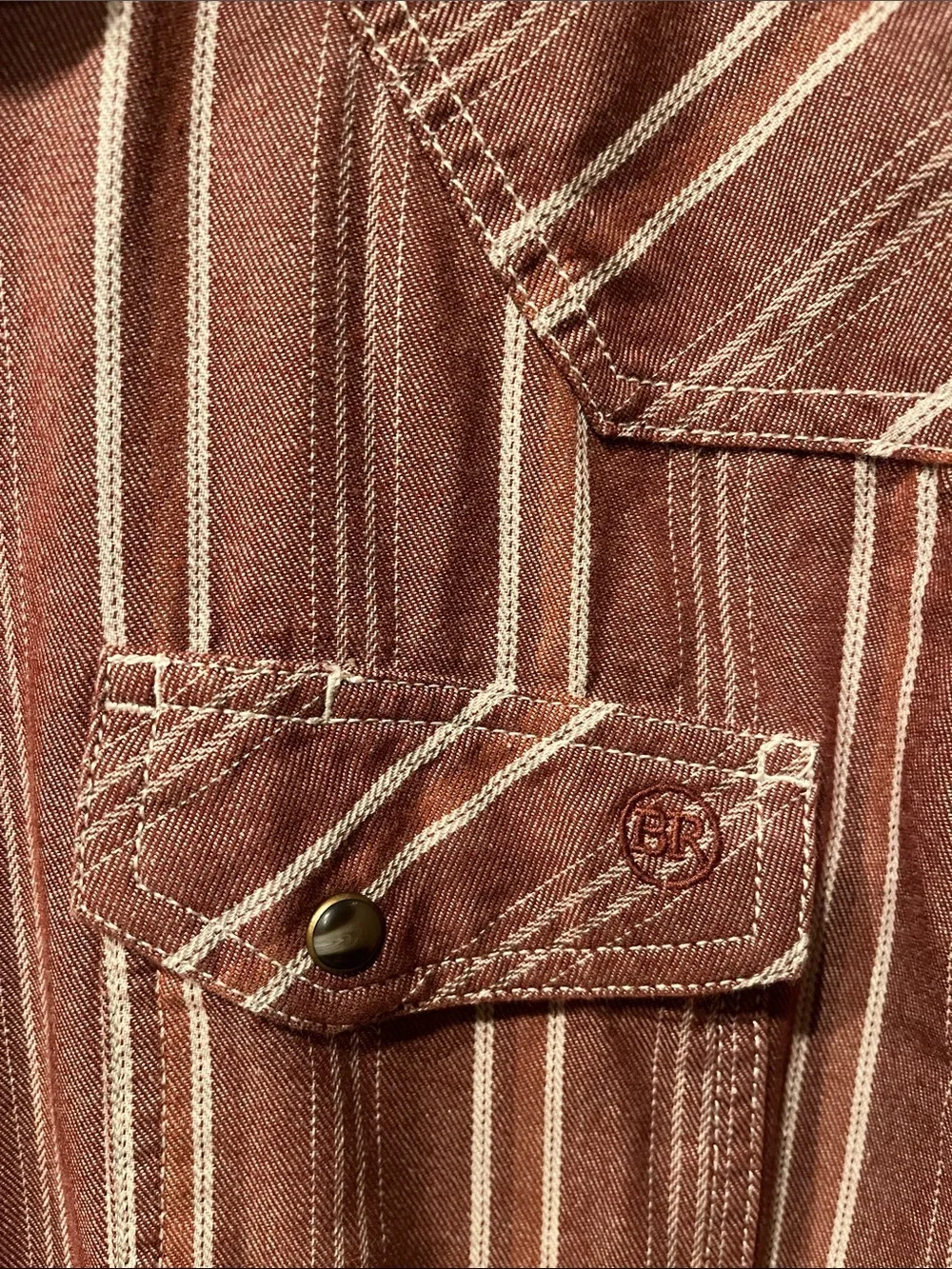 Blue Ranchwear Men's Brown Striped Button-Up Shirt
